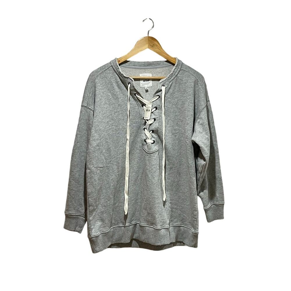 NWT Aerie Lace Up Oversized Crew Sweatshirt Sz S Lagenlook